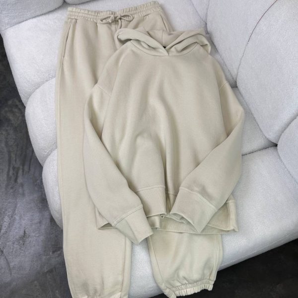 ست دو تیکه هودی شلوار نخ پنبه وارداتی کد 2590
