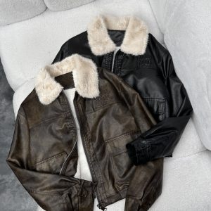 کت چرم خز دار راما قشم کد 3548