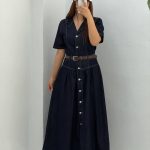 پیراهن جین بلند زنانه راما قشم کد 3822